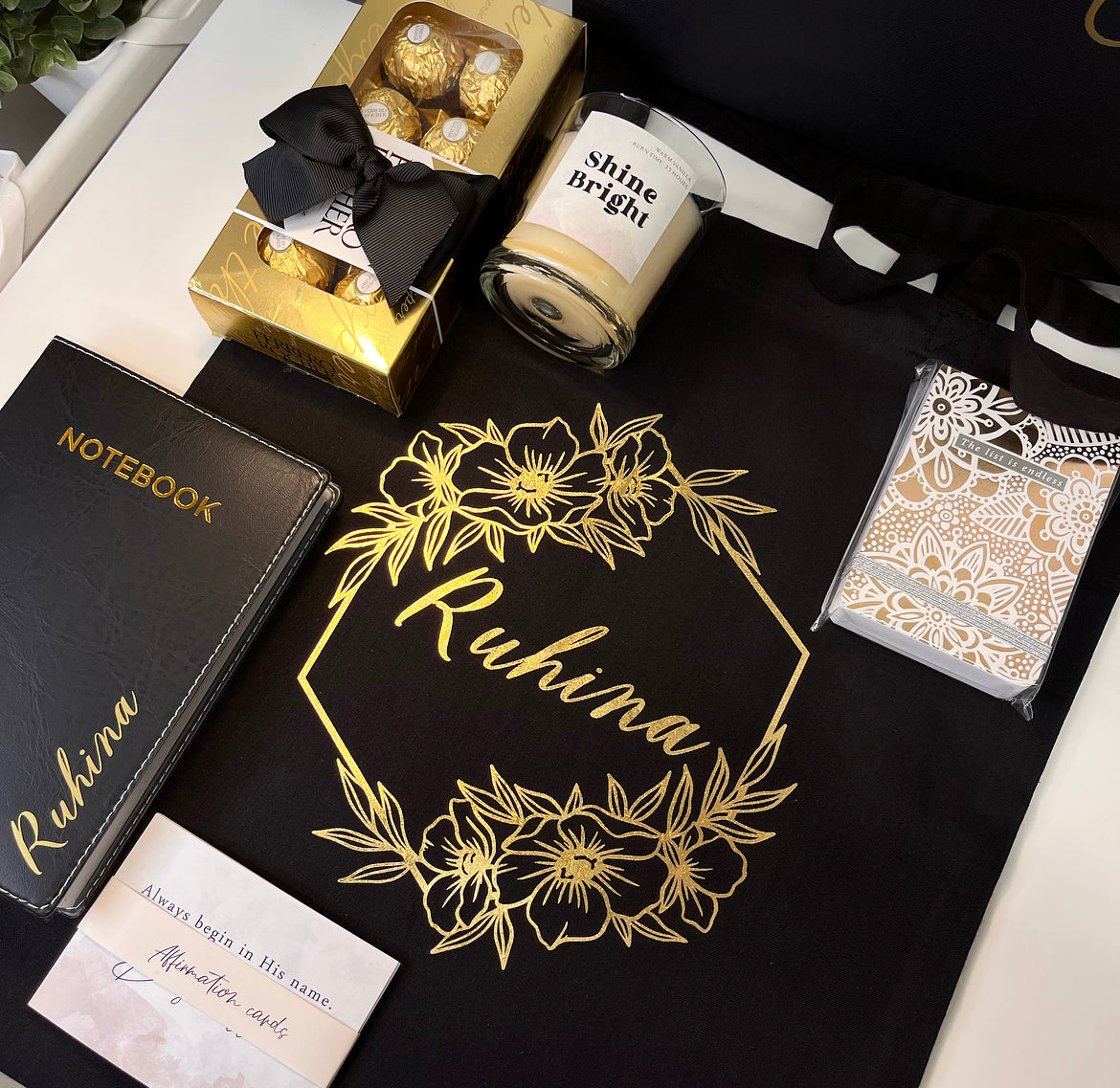 Tote bag Black and Gold Gift Box