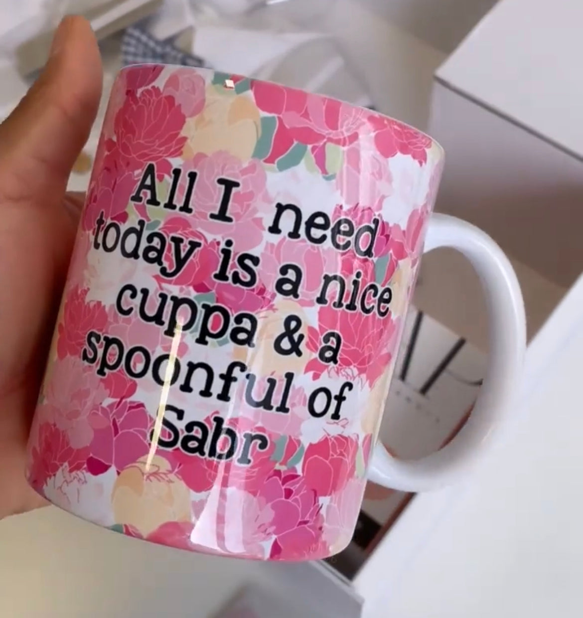 Floral Arabic Name Mug - A spoon full of Sabr