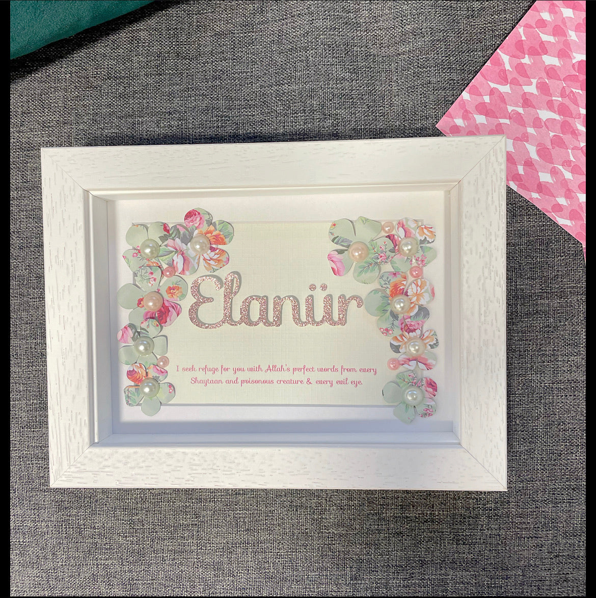 Girls Floral Personalised Name Frame