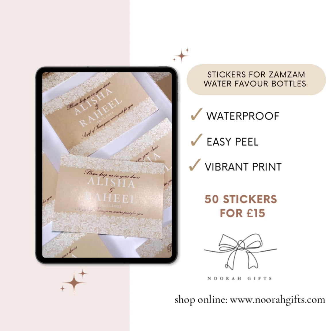 Stickers for Mini ZamZam Water Bottles